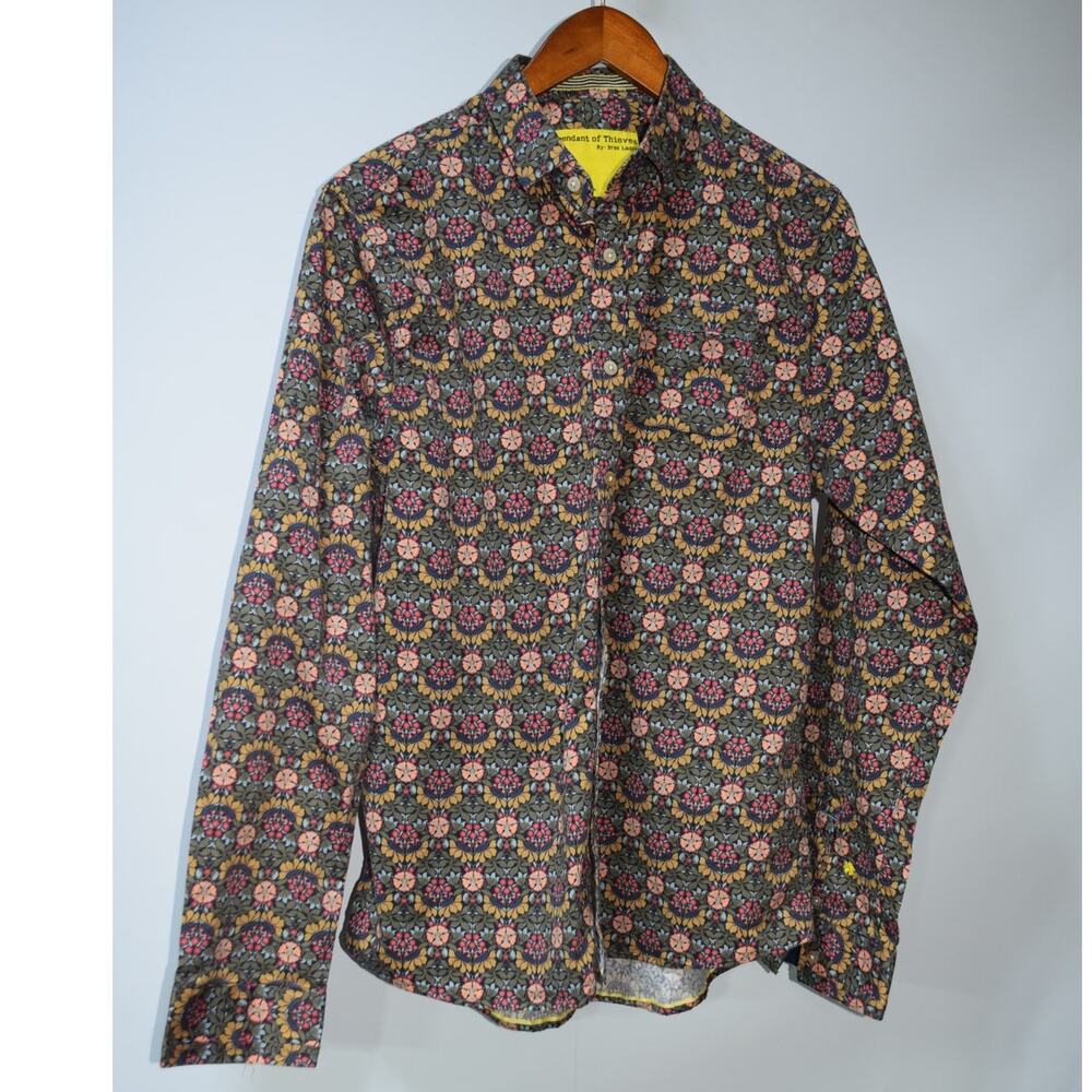 Descendant of Thieves Floral Print Button Front Shirt Men's Large